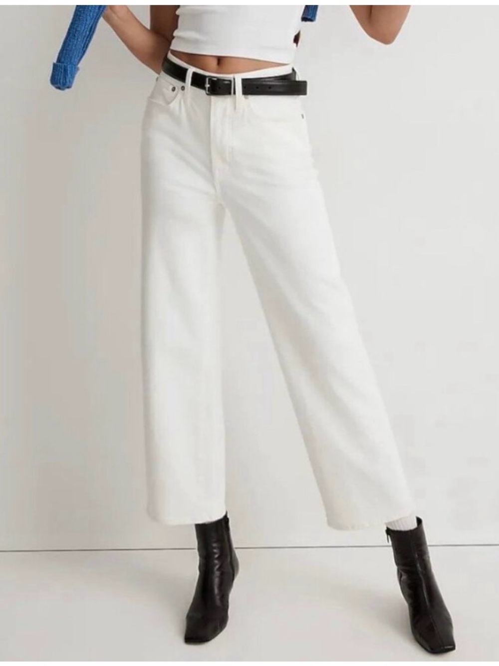 Madewell White The Perfect Vintage Jeans High Waisted Crop Straight Leg Size 28
